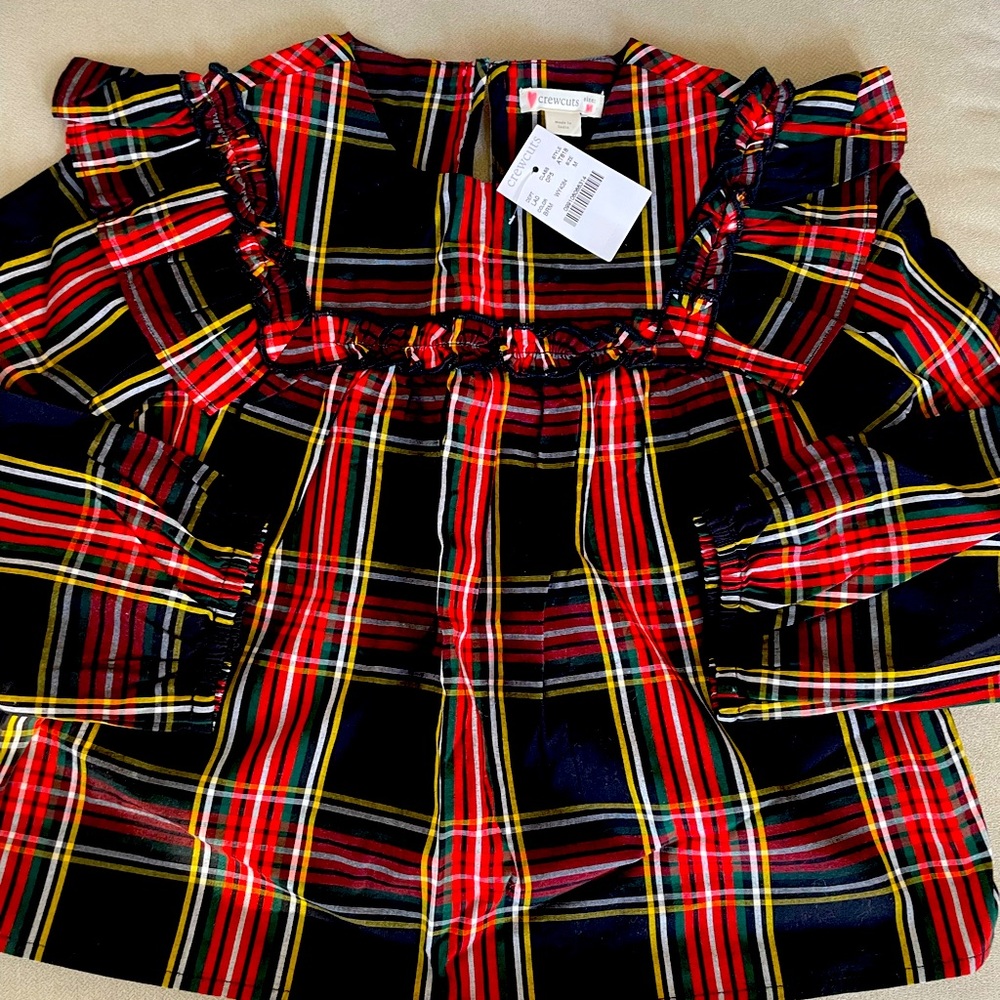 Crewcuts girls plaid ruffle shirt size M